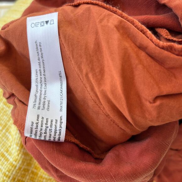 Eileen Fisher Tencel Linen Tie Waist Pants XS Rust Orange Trousers Langenlook - Picture 4 of 6